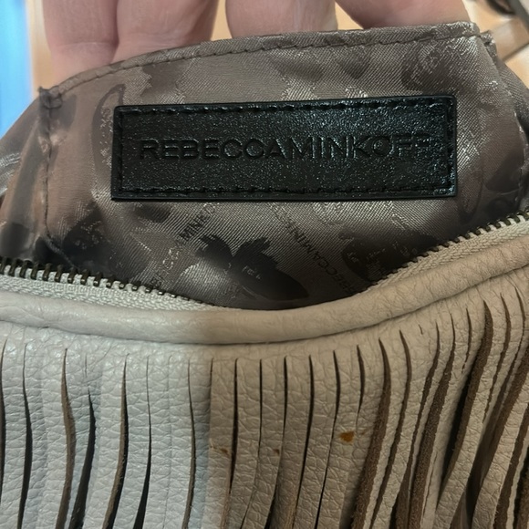 Rebecca Minkoff Fringe Leather Clutch Crossbody Bag, Beige - Picture 3 of 9